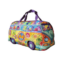 Hippie Journey Quilted Duffel Bag Retro Floral Weekender