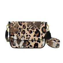 Retro-Schultertasche mit Leopardenmuster für Damen, wasserdichte Umhängetasche, kleine Handtasche mit verstellbarem, breitem Riemen für Arbeit und