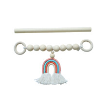 Rainbow Wall Hanging Magnetic Curtain Holders Boho Rainbow Decor Wooden Beads Macrame Farmhouse Style Tassels For Door And Wall Decoration