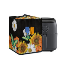 Zonnebloem- en vlinderhoes voor airfryer met handvat aan de bovenkant – Stofhoes voor accessoires, compatibel met de meeste airfryers
