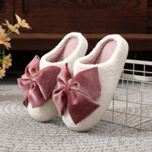 Willtoo Fluffy Slippers For Womens with Bow Decoration ,Warm Cozy Plush Fuzzy Memory Foam Slippers Slip-on House Slippers Indoor Outdoor