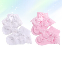 2 Pairs Baby Girl Newborn Cotton Stockings Soft Breathable Socks for Autumn Season