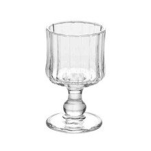 Vintage Ribbed Goblets Clear Footed Glass 6 oz