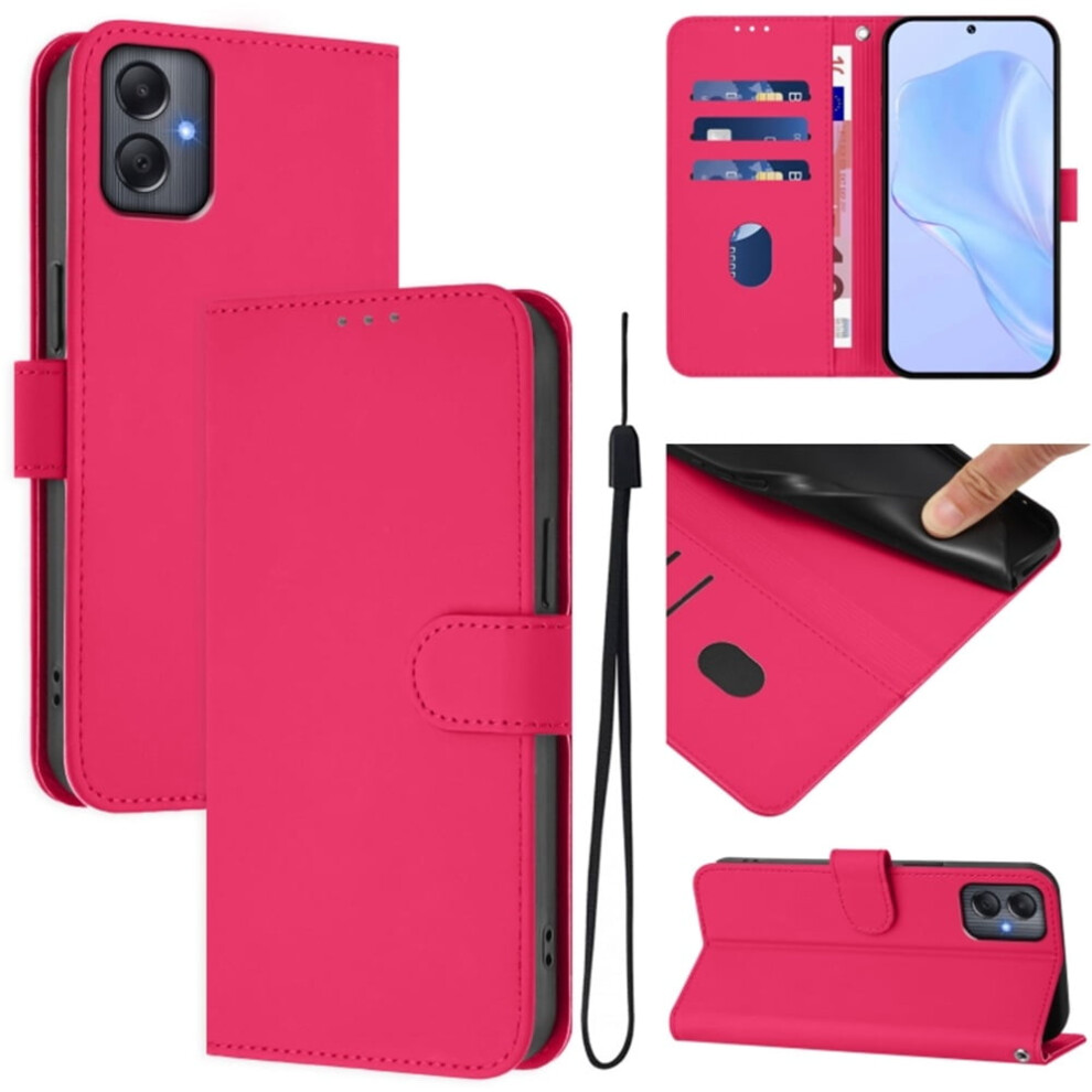 Wallet Case Compatible With Samsung Galaxy A05 4G Â Pu Leather Flip Folio With Magnetic Closure, 3 Card Slots & Wrist Strap, Rose Red 9313598230645