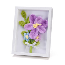 Crochet Gift Set with Picture Frame, Yarn Bouquet Decorations for Home and Events, Handmade Crochet Flowers with Detailed Instructions