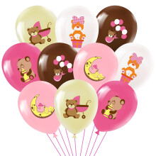 Ballons roses Grobro7 à motifs d'oursons pour décoration de fête, ballons en latex pour décoration d'anniversaire de fille