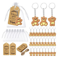 Lot de 20 porte-clés oursons en organza, souvenirs de baby shower, cadeaux pour les invités (fille/garçon).