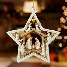 Nativity Star Christmas Ornament - Religious Christmas Tree Decor, Celebrates the True Meaning of Christmas, Festive Christian Holiday Ornament
