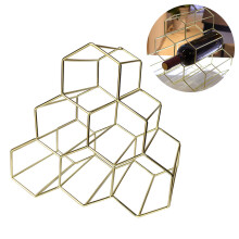 Versatile Decor Fit Geometric Wine Rack Stylish Metal Stand Prevent Cork Drying Desktop Bottle Organizer Compact Countertop Storage for Wine