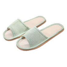 Willtoo Papuci de casă pentru femei/bărbați, bumbac și in, casual, pentru interior și exterior, cu vârful deschis, verde 7.5