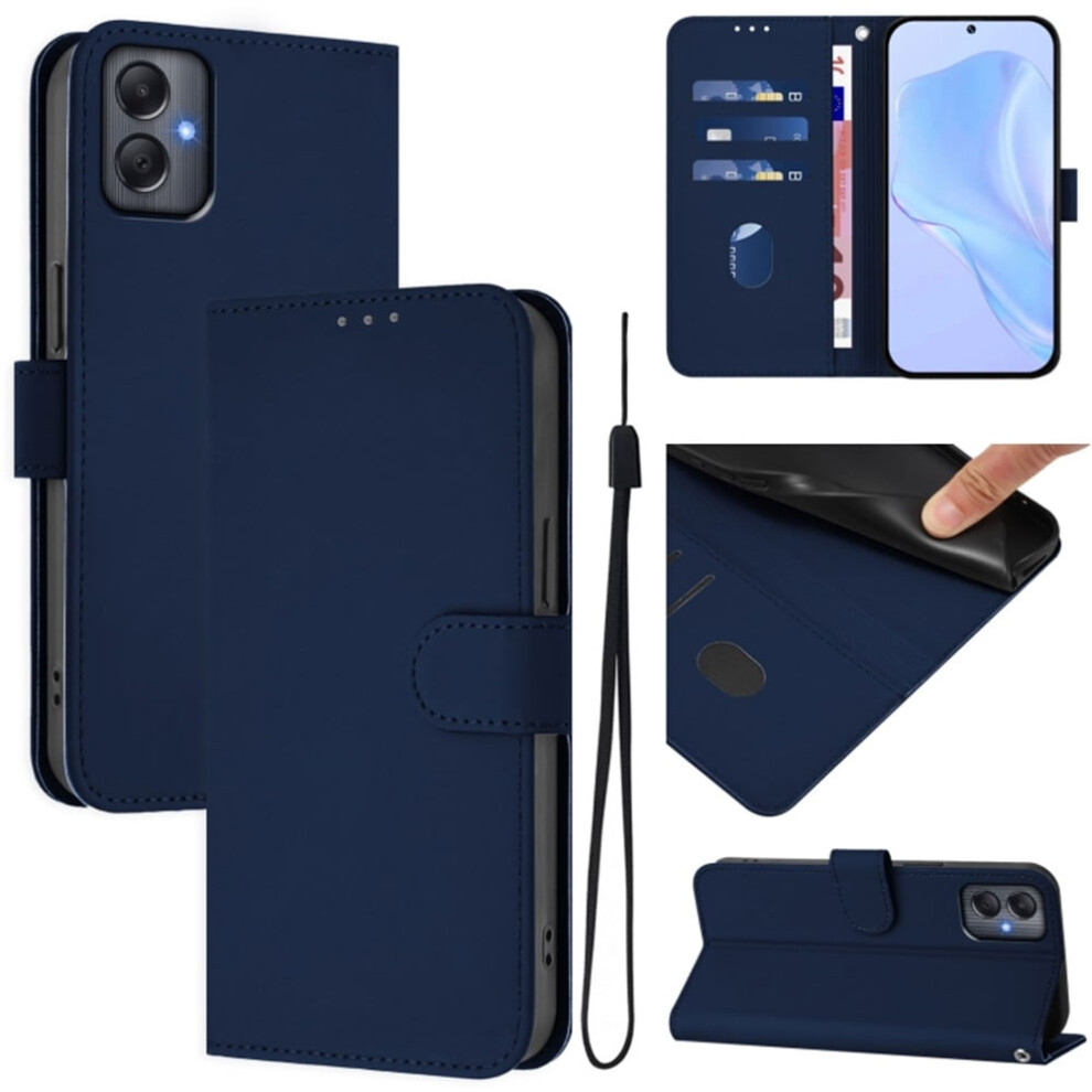 Wallet Case Compatible With Samsung Galaxy A05 4G Â Pu Leather Magnetic Flip Folio With 3 Card Slots & Wrist Strap, Navy Blue 9496895264602