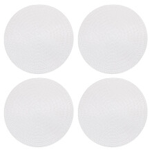 4 elegante ronde PVC-placemats - hittebestendig, gemakkelijk schoon te maken en stijlvol! wit