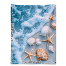 Luxurious Nautical Coral & Starfish Flannel Blanket, 280gsm Polyester – Soft, Durable, Machine Washable, All-Season, Multi-Scene Use | Compatible