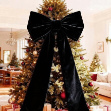 Black Velvet Christmas Tree Topper Bow Extra Large 19.7 x