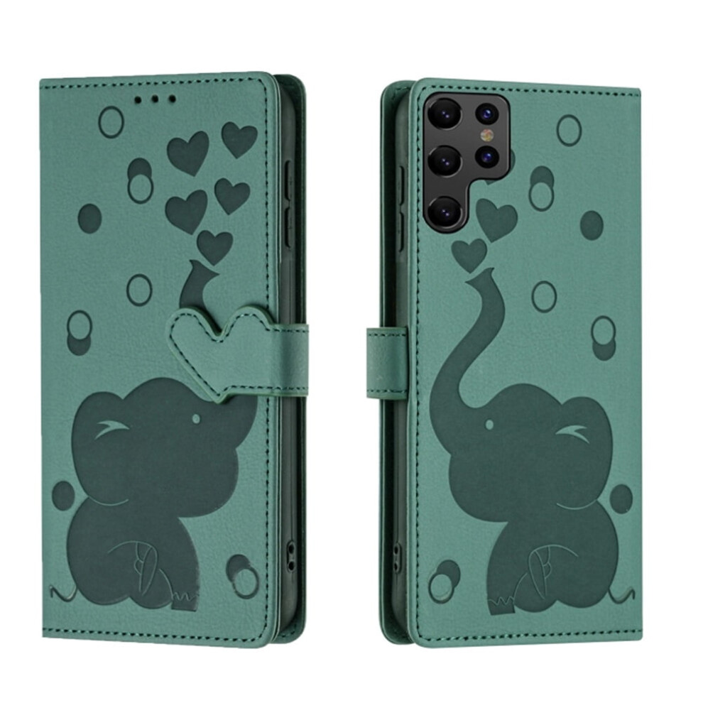 Pu Leather Flip Wallet Case With Magnetic Closure, Card Slots, Hand StrapâCompatible With Samsung Galaxy S22 Ultra 5G 6.8" Green 9313598233196