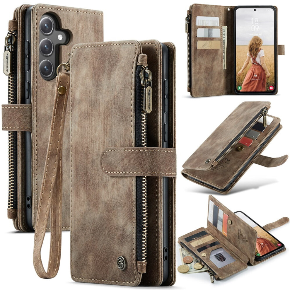 Caseme Wallet Case For Samsung Galaxy S24 Fe (6.7") Â Pu Leather, Magnetic Flip, Lanyard, Zipper Card Holder 9313598231550