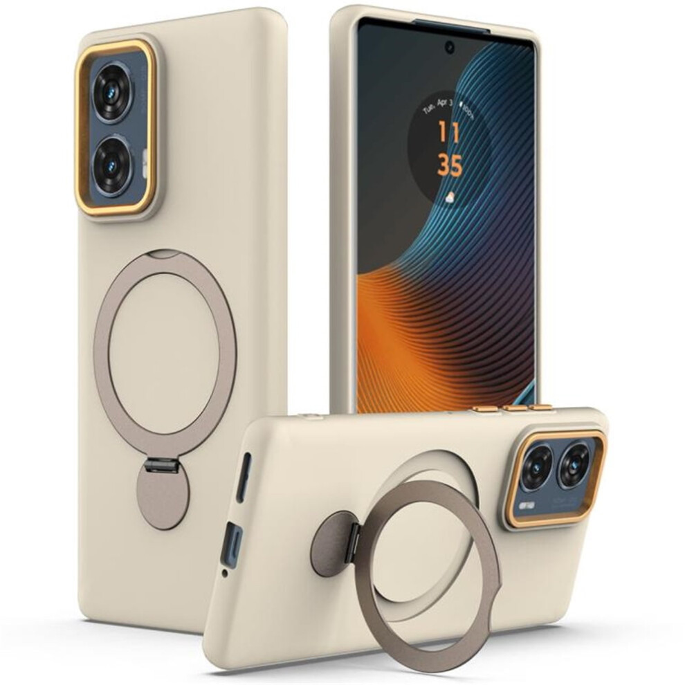 For Motorola Edge 50 Fusion / G96 5G Case (Compatible With Magsafe) With Invisible Magnetic O-Ring Stand Military-Grade Shockproof Phone Case,Apricot 9496895266293