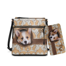 Große Umhängetasche mit Corgi-Print für Damen, Schultertasche, Handtaschen-Set mit Portemonnaie, Tragetasche, Hobo-Tasche für Dates, Reisen,