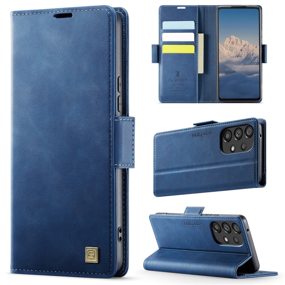 Autspace Magnetic Wallet Phone Case For Samsung Galaxy A33 5G (6.4-Inch), Â Shockproof Leather Flip Case With Card Holder Blue 9313598231390