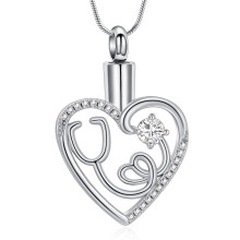 Stethoscope Urn Necklace Stainless Steel Ashes Keepsake