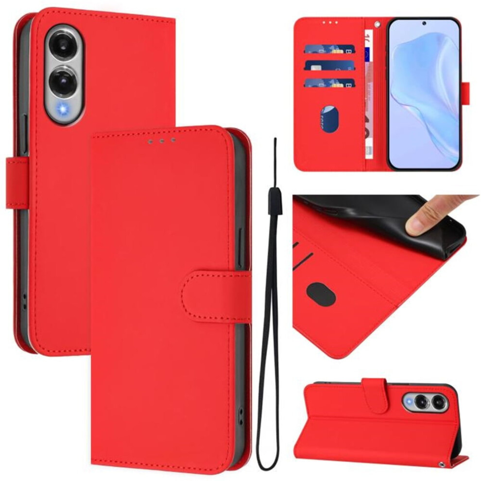 Wallet Case Compatible With Samsung Galaxy S25 Edge 5G Â Pu Leather Magnetic Flip Folio, 3-Card Slot & Wrist Strap, Red 9496895266491