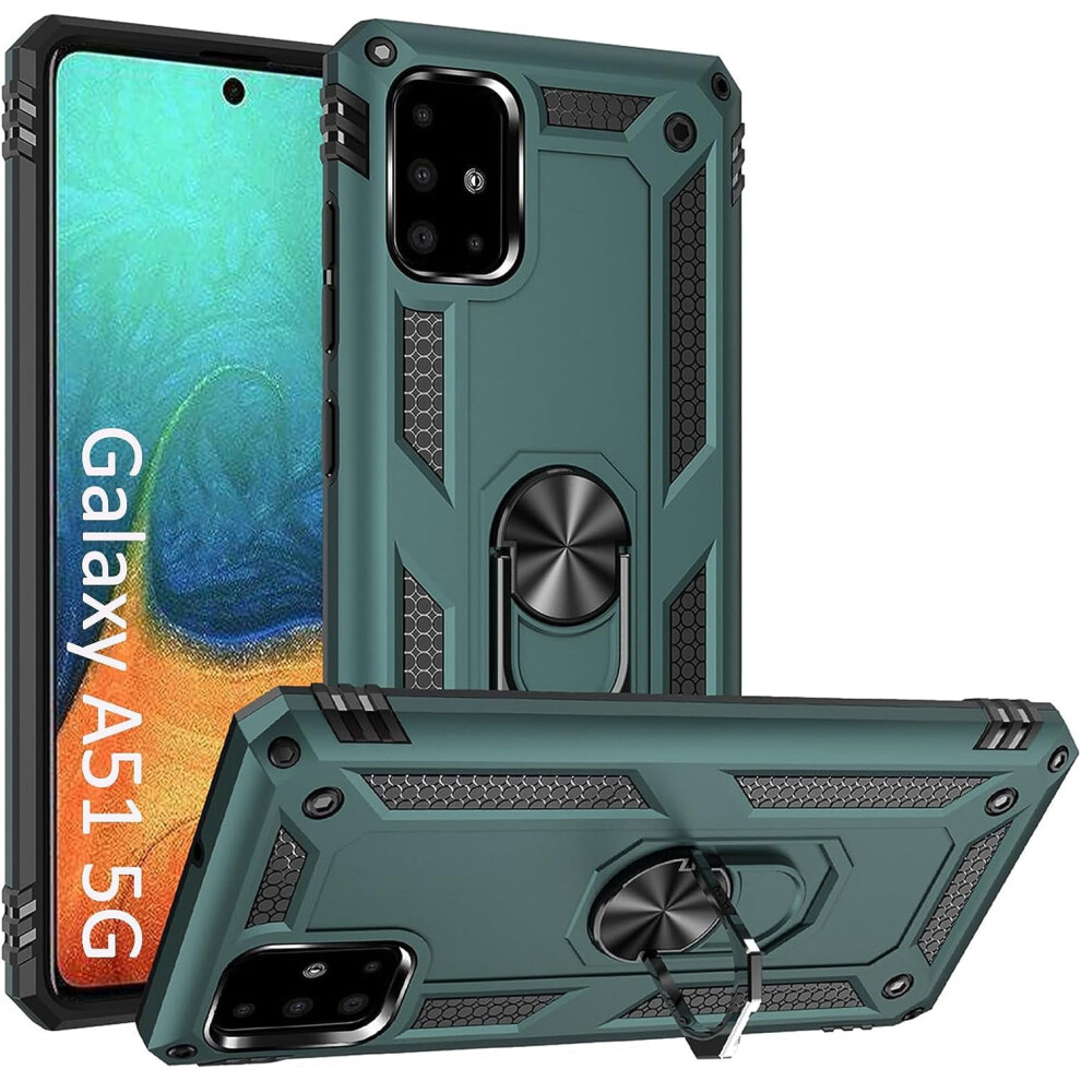 Compatible With Samsung Galaxy A51 5G Case Â Teal, Military-Grade Shock-Absorption, 360 Rotatable Kickstand, Magnetic Mount, Slim Fit Blue 9448990698998