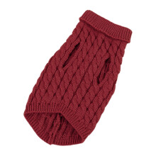 Dog Sweater Knitted Warm Soft Heart Design Wine XS