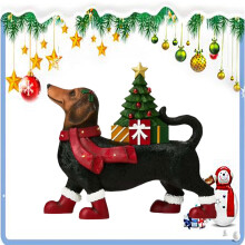 Décoration de Noël Teckel lumineux en plastique soufflé – Figurine de Noël amusante avec bottes et sapin, ornement d'intérieur/extérieur,