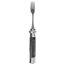Automatic Spring Camping Fork 304 Stainless Steel Compact Pocket Utensil Black