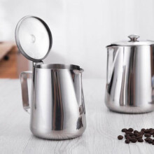 Pichet à lait avec couvercle, pichet à lait en acier inoxydable pour expresso et latte, mousseur à lait, outil de barista pour café.