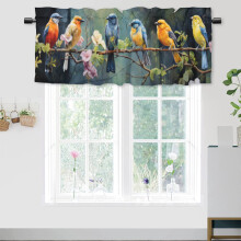 Cantonnière à motif colibri, branches fleuries printanières et oiseaux, thème nature, pour salle de bain, 137 x 46 cm (54 x 18 po), 1 panneau