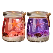 2 Pcs Handmade Ocean-Themed Scented Gel Candles in Jar, Starfish & Whelk Design, Portable for Bedroom, Spa, Bath, Yoga – 3.14"x3.14"x1.96"