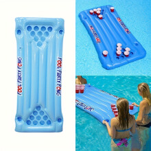 Inflatable Beer Pong - Blue - Floating Pool/Beach Pong Game, Easy Setup for BBQ, Pool & Beach Parties