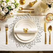 Placemats, holle placemat met bloemmotief voor bruiloftsdecoratie en gebruik op de middentafel, 38 x 38 cm