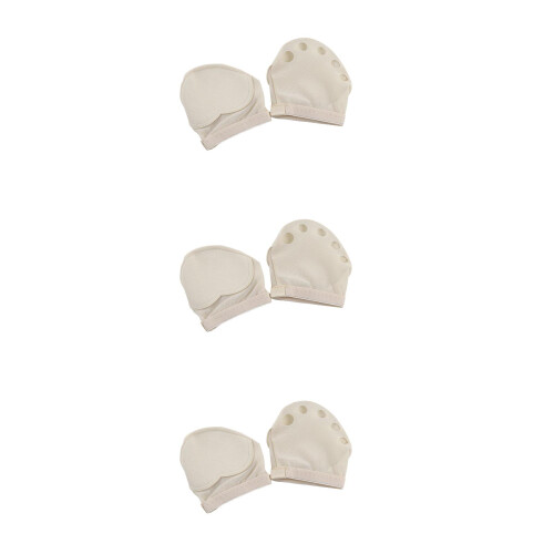 3Pcs Beige Belly Dance Thong Shoes Padded Polyester Half Palm Practice