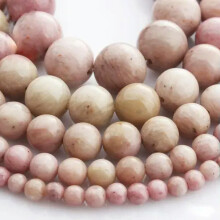 Hilo de 15" de cuentas redondas de piedra natural, roca y gemas de 4 mm, 6 mm, 8 mm, 10 mm y 12 mm - Rodonita - 12 mm