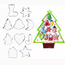 Stainless Steel Christmas Cookie Cutters, 10-Piece Set: Tree, Deer, Socks, Bells, Snowman – DIY Baking for Kids