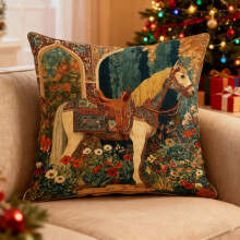 Housse de coussin à motif cheval, style vintage, 45 x 45 cm, collection animaux et fleurs, en nylon et élasthanne doux, idéale pour le salon ou la