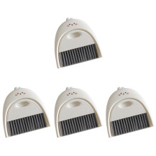 4Sets Plastic Dustpan and Small Cleaning Brush White for Tabletop