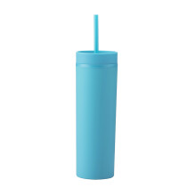 Gobelet isotherme double paroi en plastique de 450 ml avec couvercle hermétique et paille, idéal pour le sport, les enfants, les hommes et les