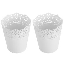 WEUVEB Pots de fleurs en métal ajouré en fer blanc, lot de 2, 12,5 x 15 cm