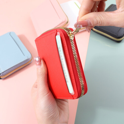 Μίνι θήκη πιστωτικής κάρτας RFID Μικρή θήκη κάρτας με φερμουάρ από δέρμα PU για 1