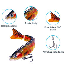 Lifelike Segment Swimbait Lure with 3D Eyes & Treble Hooks – Sinking Hard Bait for Bass, Trout, Walleye – Compatible with Spinning Reels