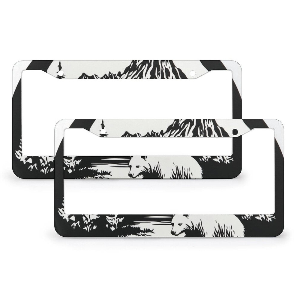 Bear & Mountain License Plate Cover 2 Pack Â Metal Frame, Compatible With Us/Canada Standard 6X12in 9329345384448