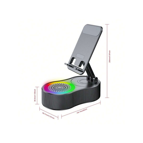 Ασύρματο επαγωγικό ηχείο Bluetooth, βάση τηλεφώνου 5 σε 1, 3000mAh, πολύχρωμος φωτισμός 1
