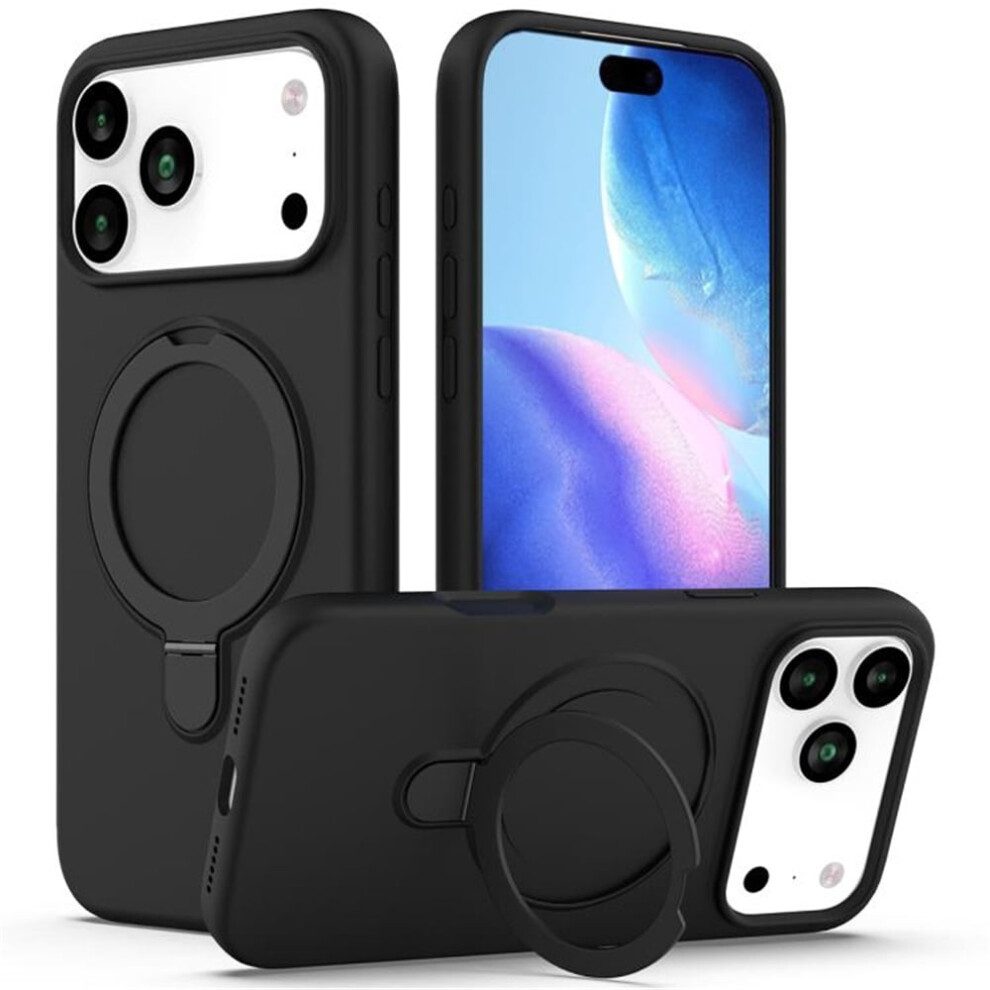 Magnetic Liquid Silicone Case For Iphone 17 ProâCompatible With Magsafe, Ring Stand & Heavy-Duty Protection, Black 9450273071589