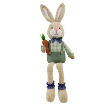 Lapin de Pâques en peluche à longues pattes, idéal pour la maison, le bureau ou une étagère – Décoration de printemps, de Pâques, de Noël