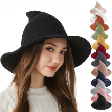 Sombrero de bruja de lana, sombrero de mago para cosplay (1 pieza)