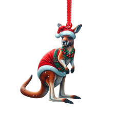 Décoration de Noël suspendue en acrylique représentant un kangourou, idéale pour le jardin ou l'extérieur. Pendentif kangourou en acrylique pour