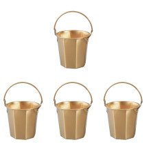 4Pcs Multipurpose Metal Bucket with Handle Golden Water Holder
